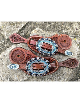 ladies spur straps Blue stones