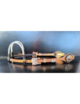 Double ear headstall White Tea